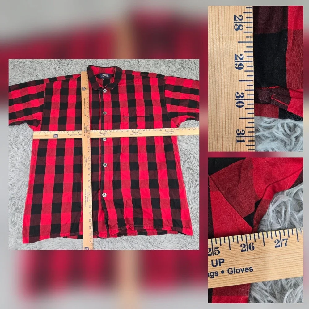 Ralph Lauren Men XL Red Bufalo Plaid Long Sleeve Button Down Cotton Pajama Shirt